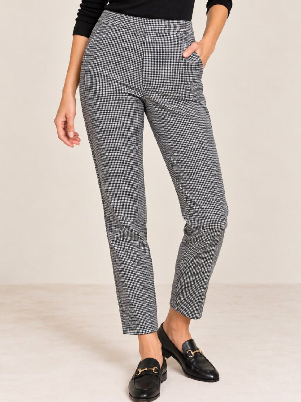TRISTAN Black White Check Slim Ankle Stretch Tailored‎ Pants Size 6